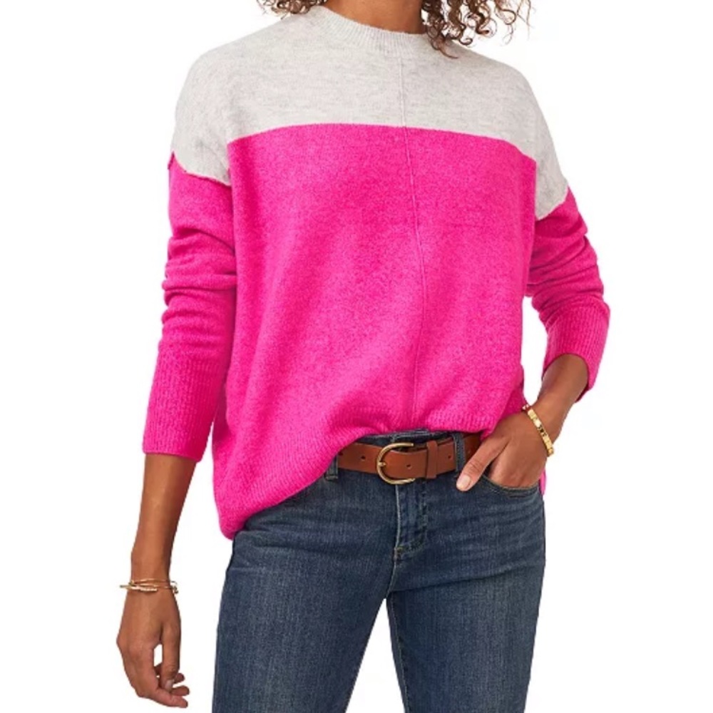 Boutique NWT Vince Camuto Extended Shoulder Color-Blocked Sweater